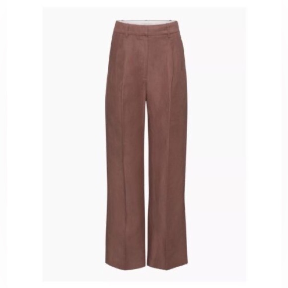 Aritzia Pants - Aritzia Effortless Pant Linen Brown Rust Mocha Sorbet Wilfred Wide Leg